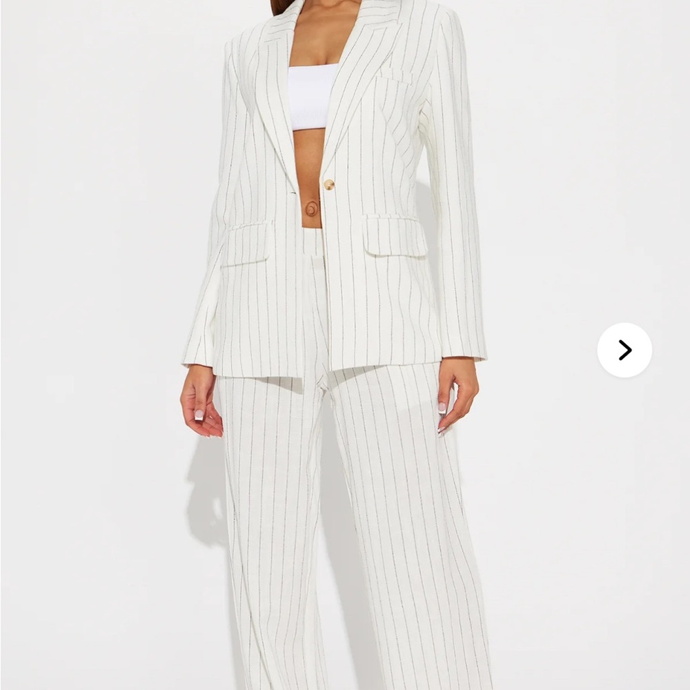 Fashion Nova White Pinstripe Pantsuit